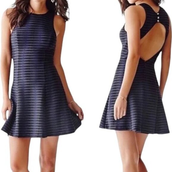 GUESS Fit & Flare Open Back Textured Mini Dress 10 Naughty Night - Picture 2 of 8